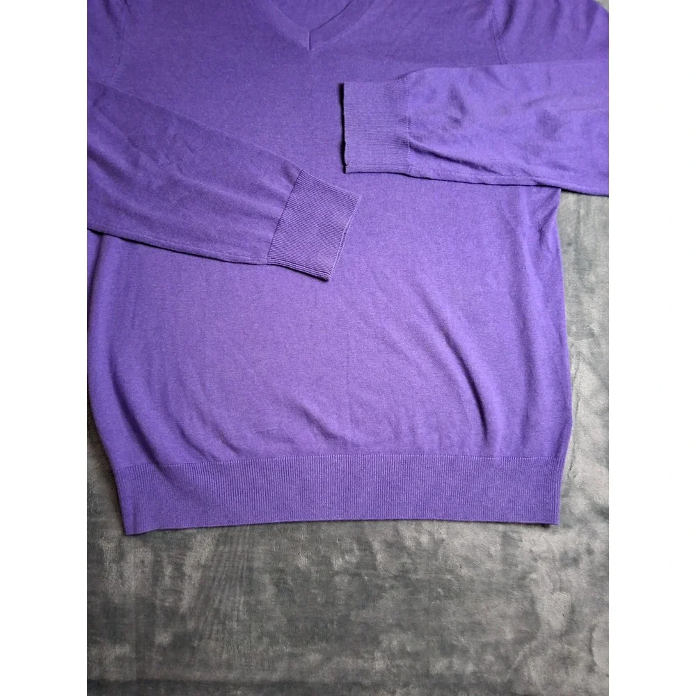 Banana Republic Luxury‎ Blend VNeck Sweater Mens Lg Purple Silk Cashmere/Cotton